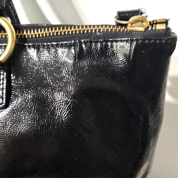 Coach F-20004 Daisy Liquid Gloss Black Patent Leather Shoulder Bag Tote Purse - Picture 15 of 16